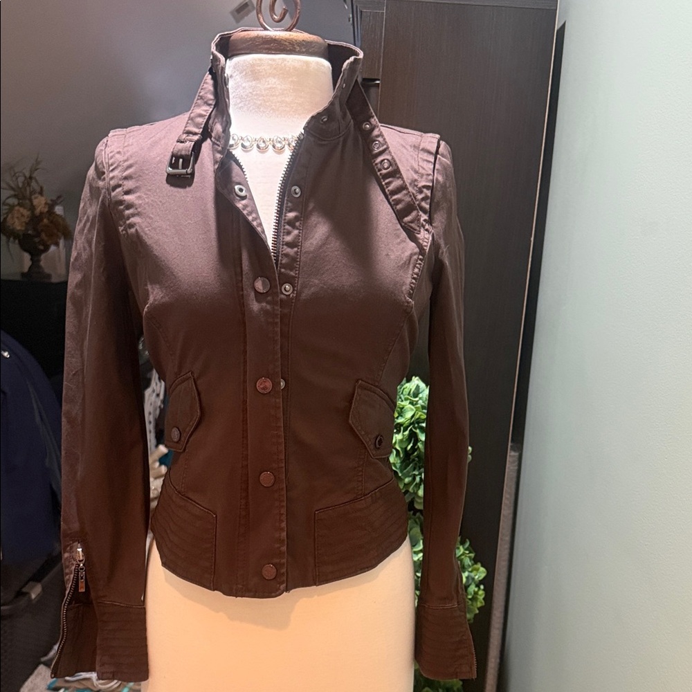 White House Black Market Dark Brown Utility Jacket